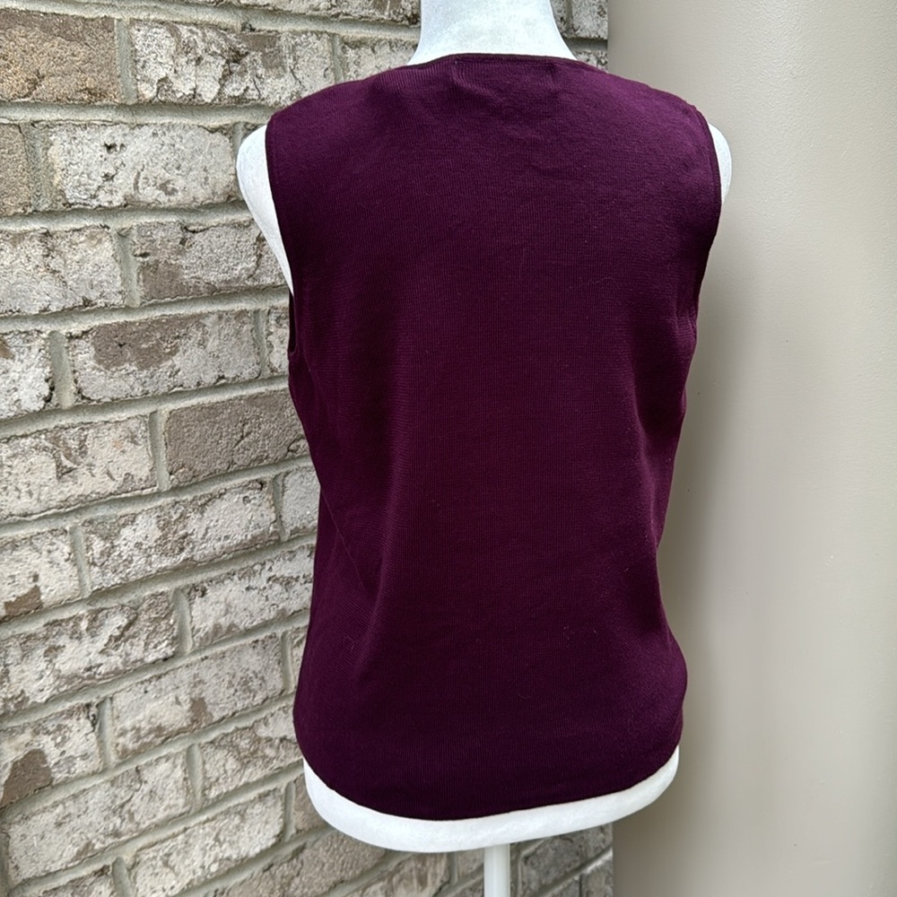 Valerie Stevens Dark Burgundy 100% Pima Cotton Knit Shell - Picture 3 of 9